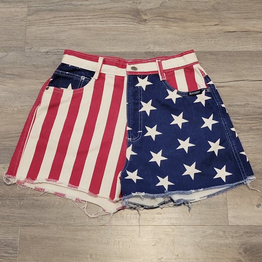 Rockies American Flag 90's Cut Off Denim Shorts